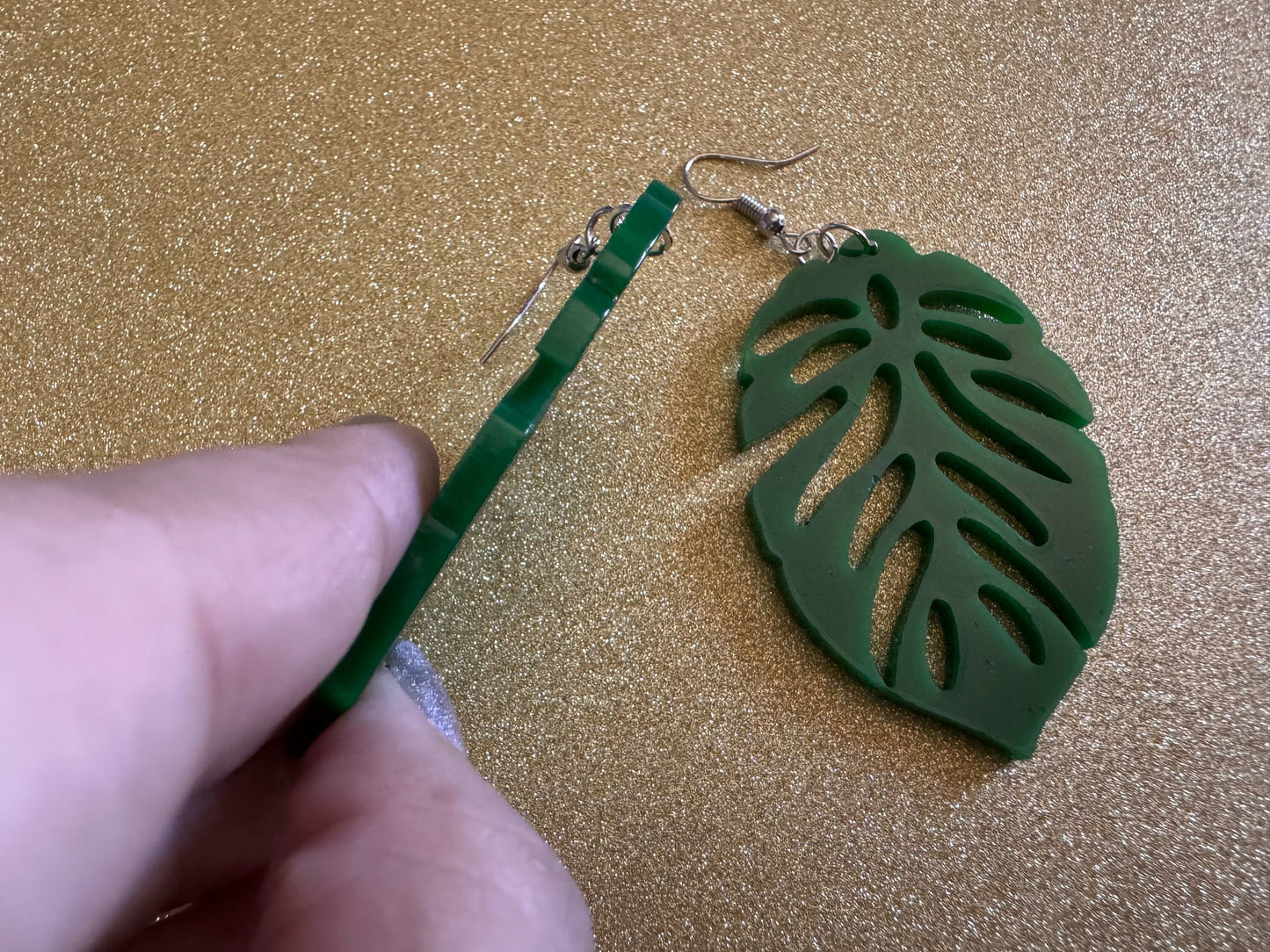 Leaf Earrings: Laser Cut Acrylic Leaves, House Plant, Monstera, Lush Green Earrings, Tropical Plants, Palm Tree, Best Gifts for Her/Him/Them