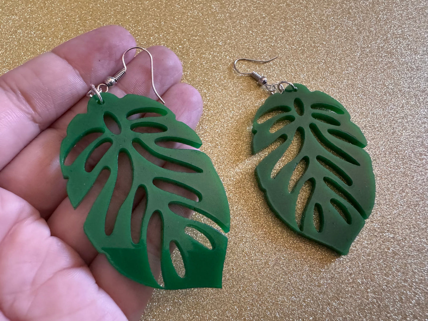 Leaf Earrings: Laser Cut Acrylic Leaves, House Plant, Monstera, Lush Green Earrings, Tropical Plants, Palm Tree, Best Gifts for Her/Him/Them