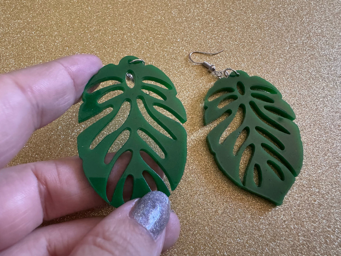 Leaf Earrings: Laser Cut Acrylic Leaves, House Plant, Monstera, Lush Green Earrings, Tropical Plants, Palm Tree, Best Gifts for Her/Him/Them