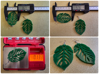Leaf Earrings: Laser Cut Acrylic Leaves, House Plant, Monstera, Lush Green Earrings, Tropical Plants, Palm Tree, Best Gifts for Her/Him/Them