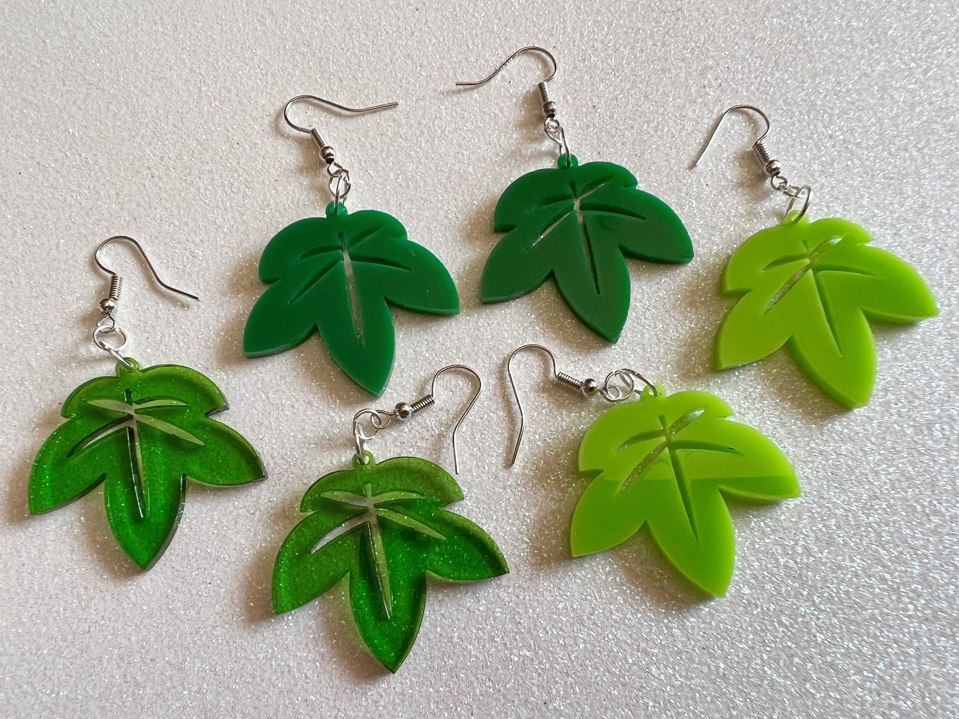 Leaf Earrings: Laser Cut Acrylic Leaves, Tropical, Green Earrings, Plants, Gifts for Her/Him/Them