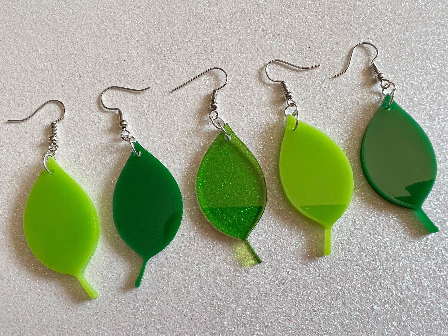 Leaf Earrings: Laser Cut Acrylic Leaves, Tropical, Green Earrings, Plants, Gifts for Her/Him/Them