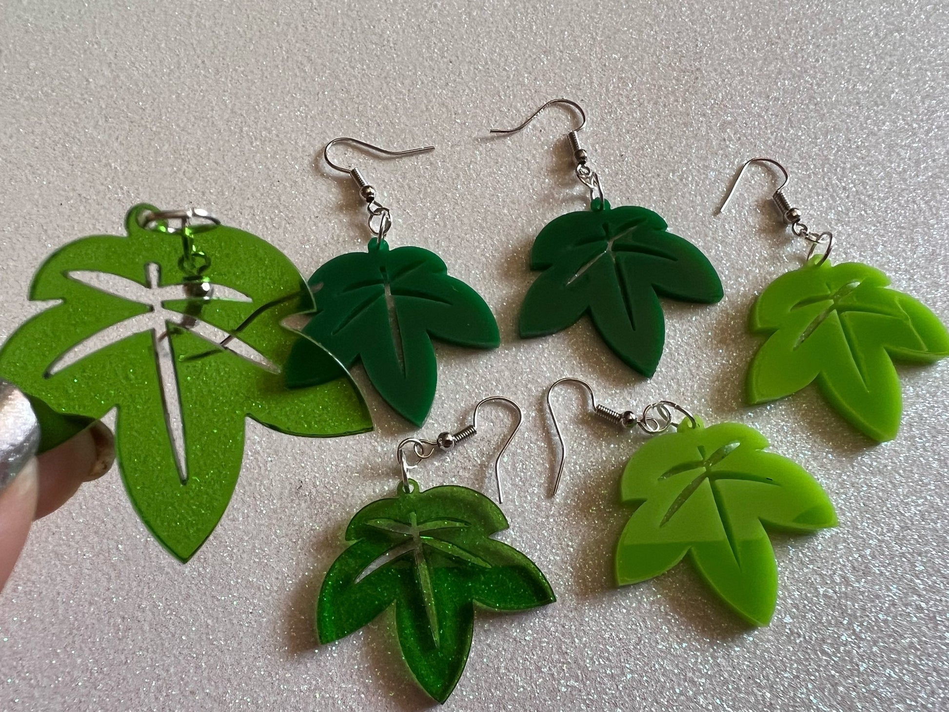 Leaf Earrings: Laser Cut Acrylic Leaves, Tropical, Green Earrings, Plants, Gifts for Her/Him/Them