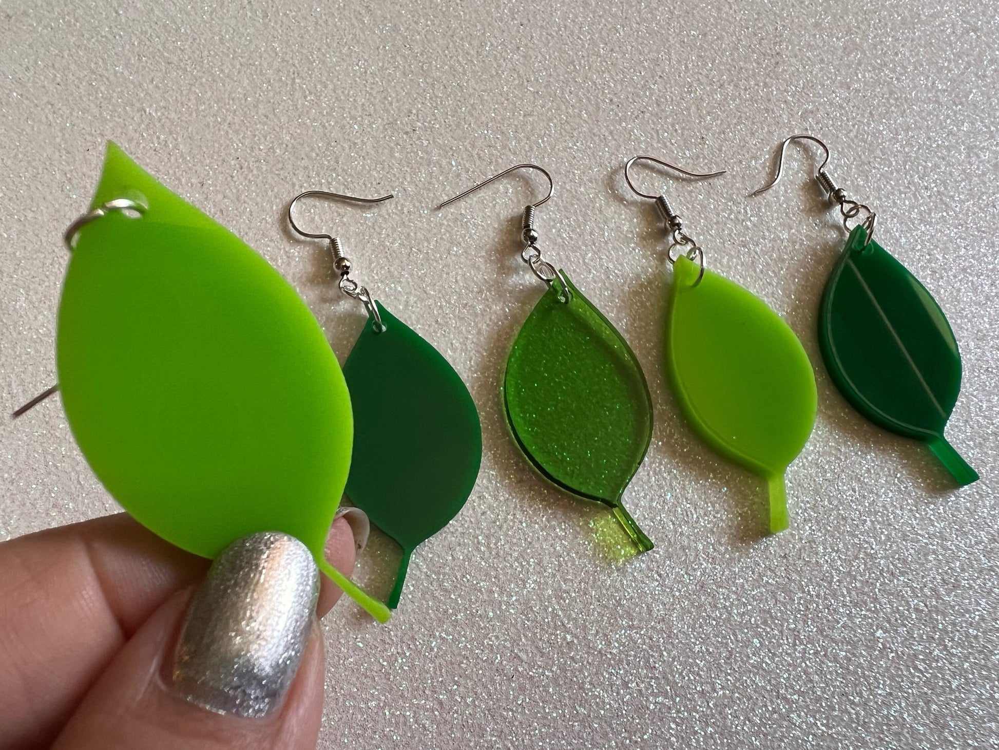 Leaf Earrings: Laser Cut Acrylic Leaves, Tropical, Green Earrings, Plants, Gifts for Her/Him/Them