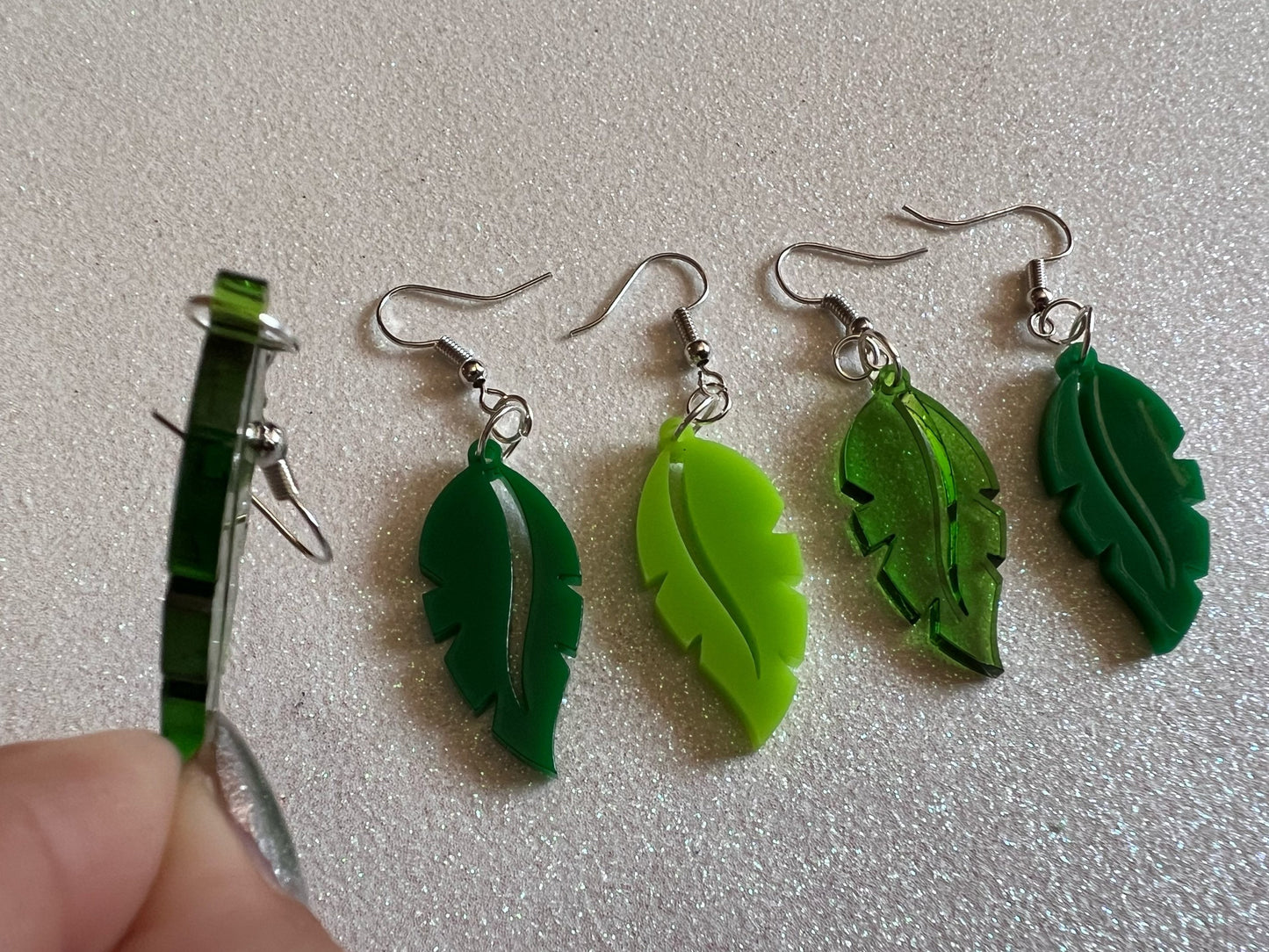 Leaf Earrings: Laser Cut Acrylic Leaves, Tropical, Green Earrings, Plants, Gifts for Her/Him/Them