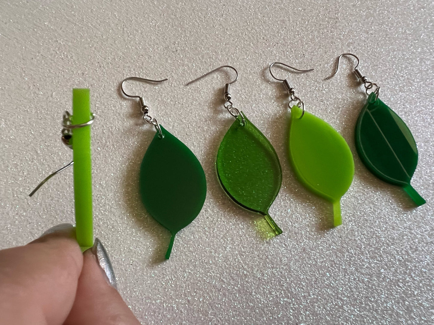Leaf Earrings: Laser Cut Acrylic Leaves, Tropical, Green Earrings, Plants, Gifts for Her/Him/Them