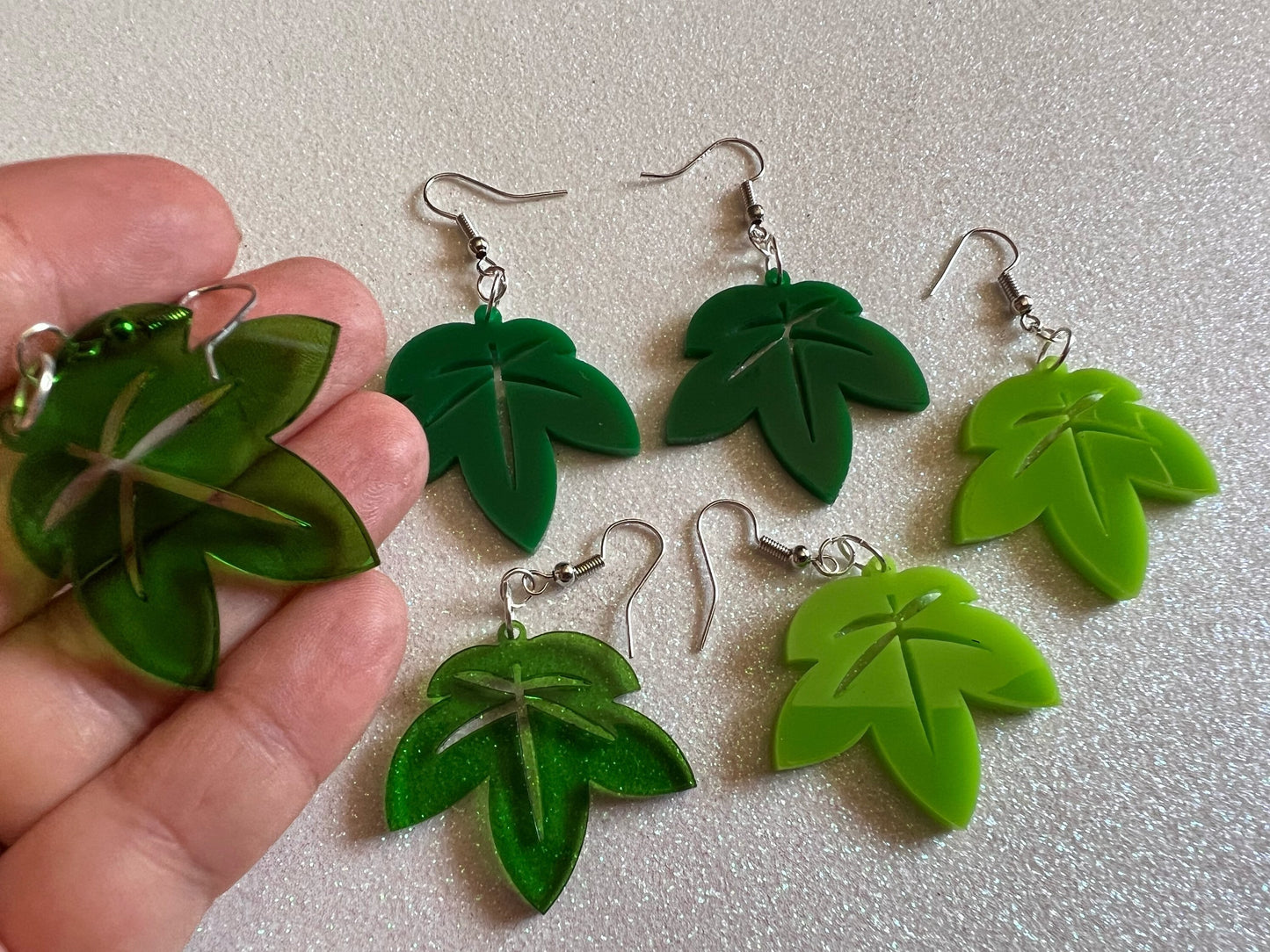 Leaf Earrings: Laser Cut Acrylic Leaves, Tropical, Green Earrings, Plants, Gifts for Her/Him/Them