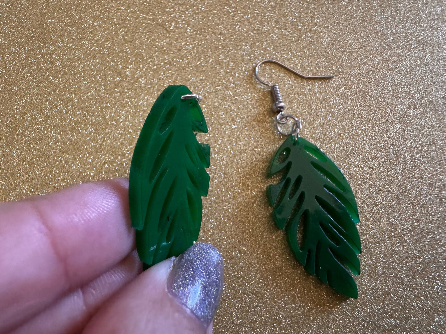 Leaf Earrings: Laser Cut Acrylic Leaves, Tropical, Green Earrings, Plants, Gifts for Her/Him/Them