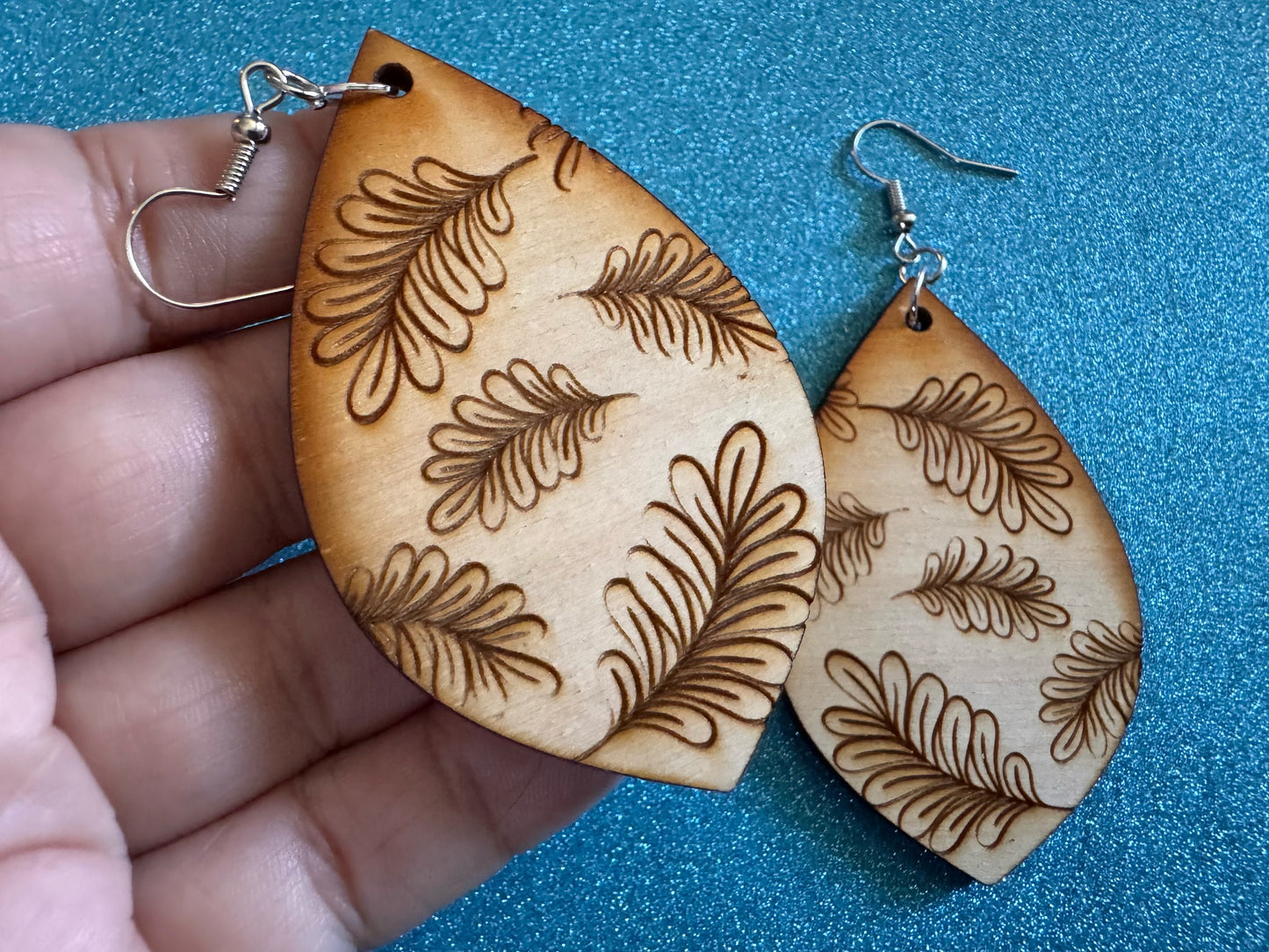 Leaf Earrings: Laser Cut Wood Leaves, Wooden, House Plant, Monstera, Lush Green Earrings, Plants, Palm Tree, Best Gifts for Her/Him/Them