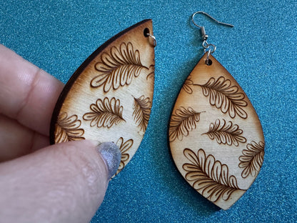 Leaf Earrings: Laser Cut Wood Leaves, Wooden, House Plant, Monstera, Lush Green Earrings, Plants, Palm Tree, Best Gifts for Her/Him/Them
