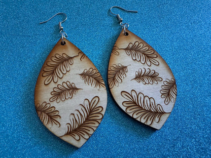Leaf Earrings: Laser Cut Wood Leaves, Wooden, House Plant, Monstera, Lush Green Earrings, Plants, Palm Tree, Best Gifts for Her/Him/Them