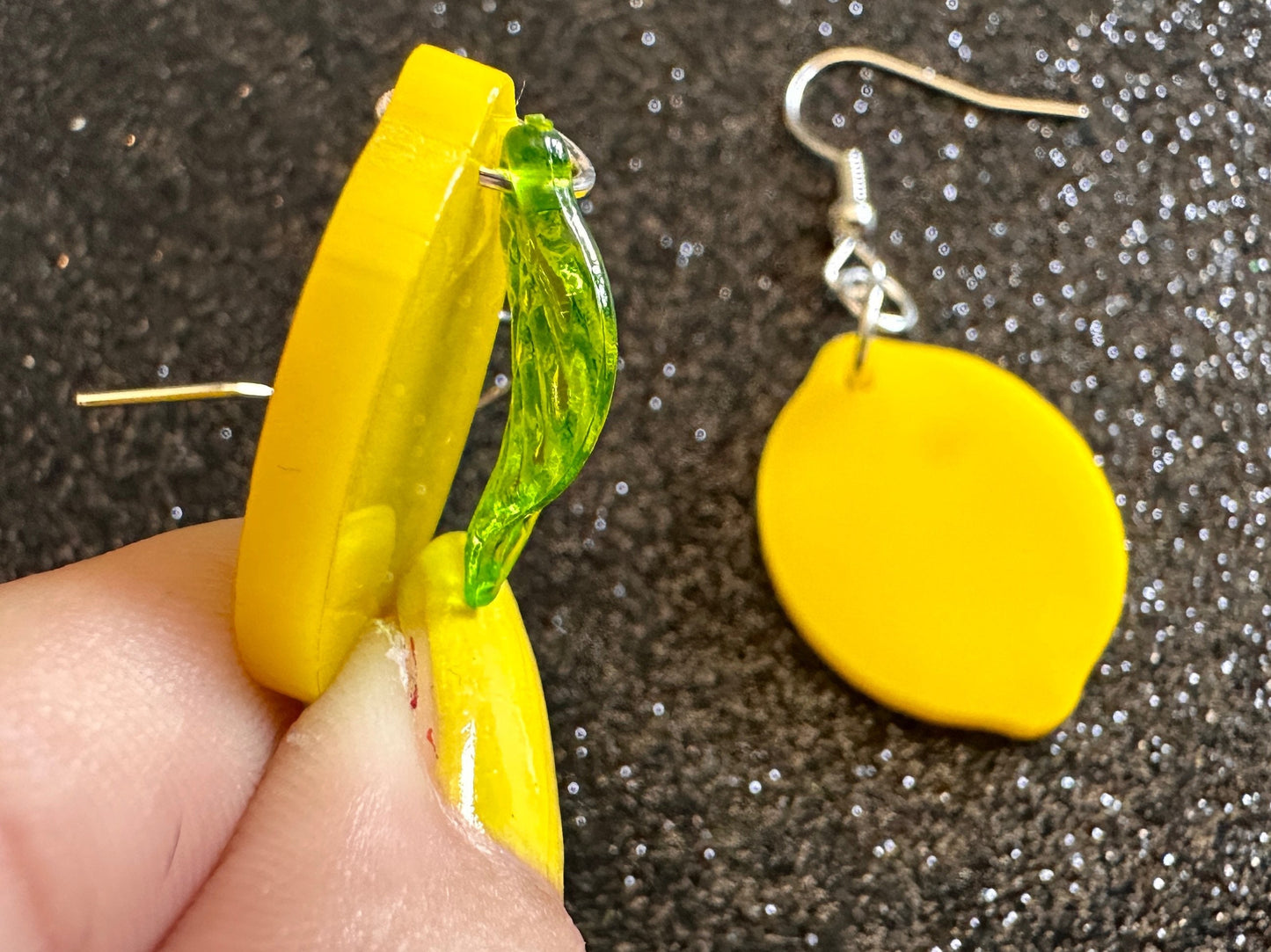 Lemon Earrings: Laser Cut Acrylic Lemons with Green Leaves, Lemonade, Fruit, Citrus, Food Earrings, Best Gifts for Her/Him/Them