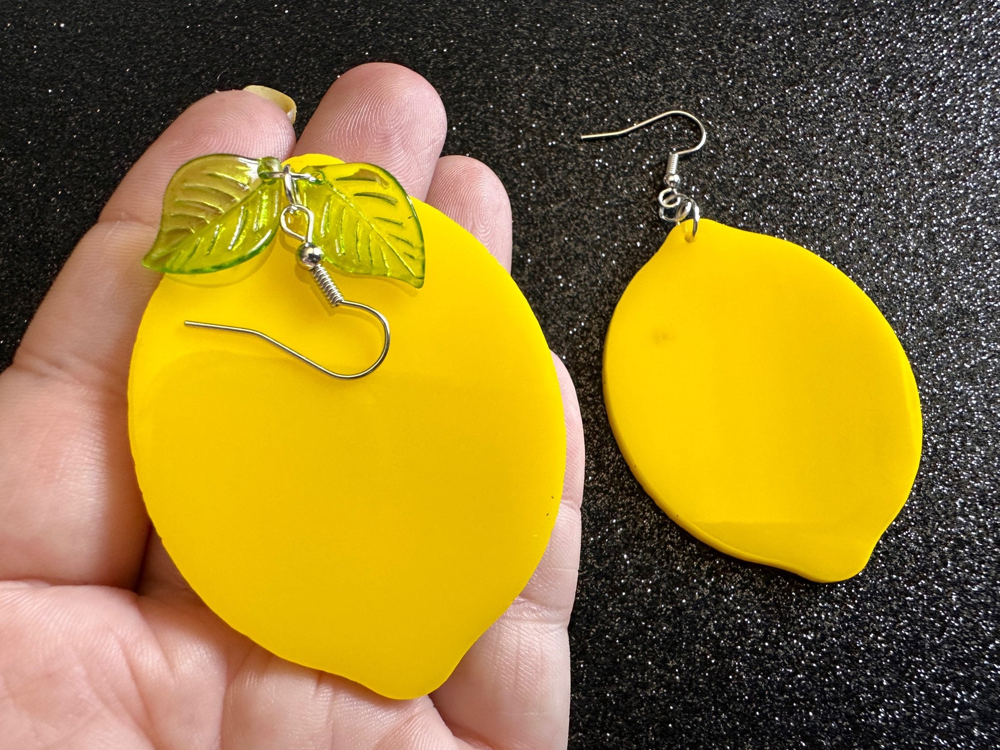 Lemon Earrings: Laser Cut Acrylic Lemons with Green Leaves, Lemonade, Fruit, Citrus, Food Earrings, Best Gifts for Her/Him/Them