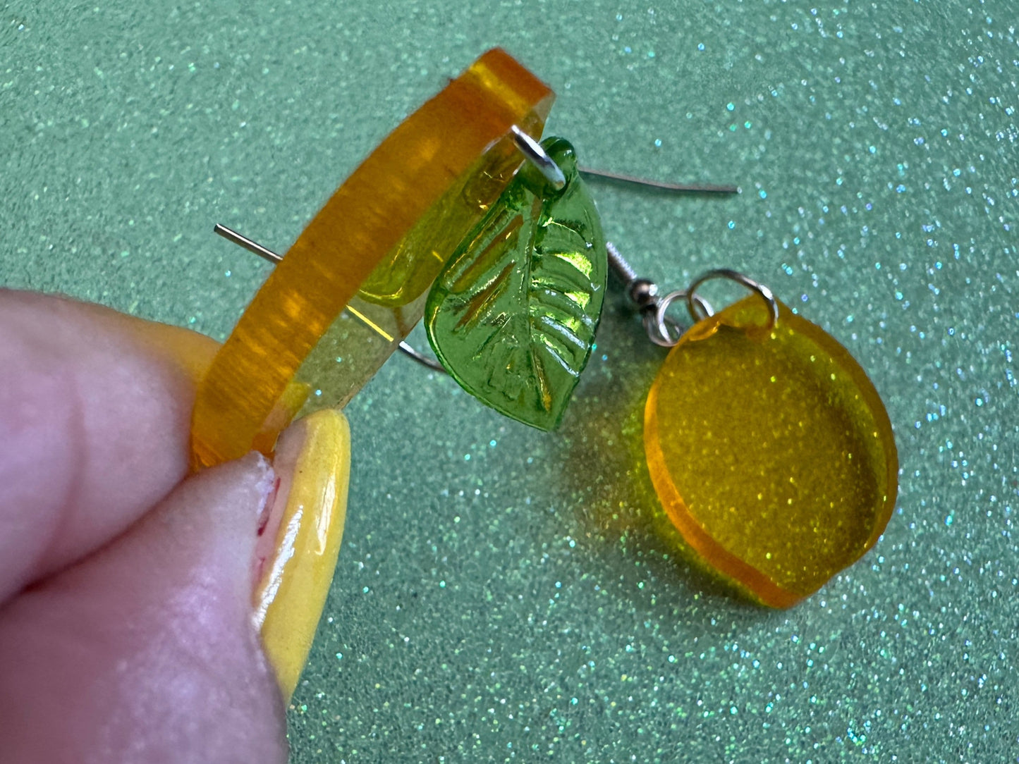 Lemon Earrings: Laser Cut Acrylic Lemons with Green Leaves, Lemonade, Fruit, Citrus, Food Earrings, Best Gifts for Her/Him/Them