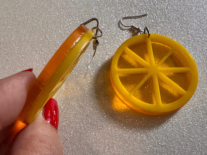 Lemon Earrings: Laser Cut Acrylic Lemons with Green Leaves, Lemonade, Fruit, Citrus, Food Earrings, Best Gifts for Her/Him/Them
