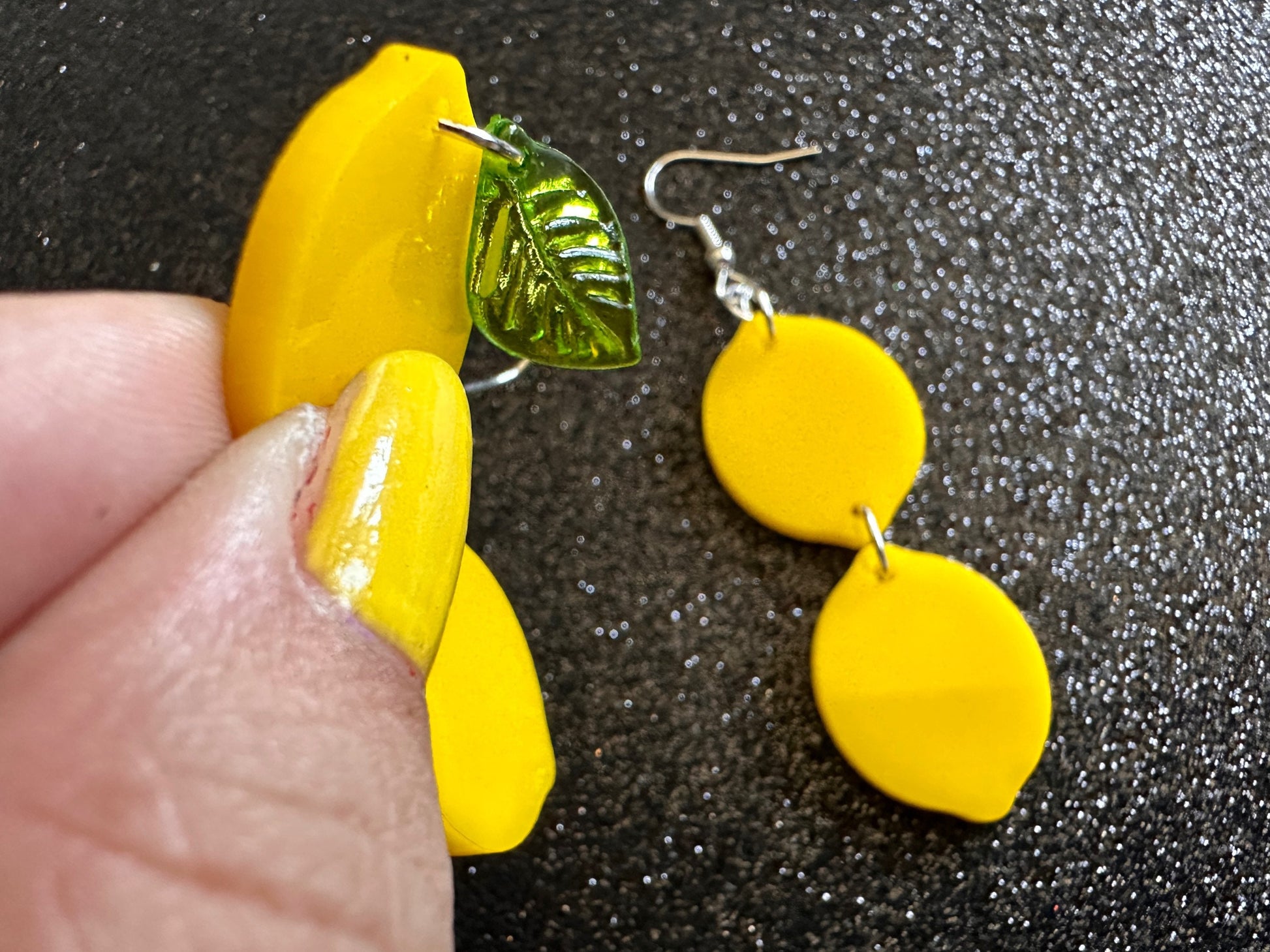 Lemon Earrings: Laser Cut Acrylic Lemons with Green Leaves, Lemonade, Fruit, Citrus, Food Earrings, Best Gifts for Her/Him/Them
