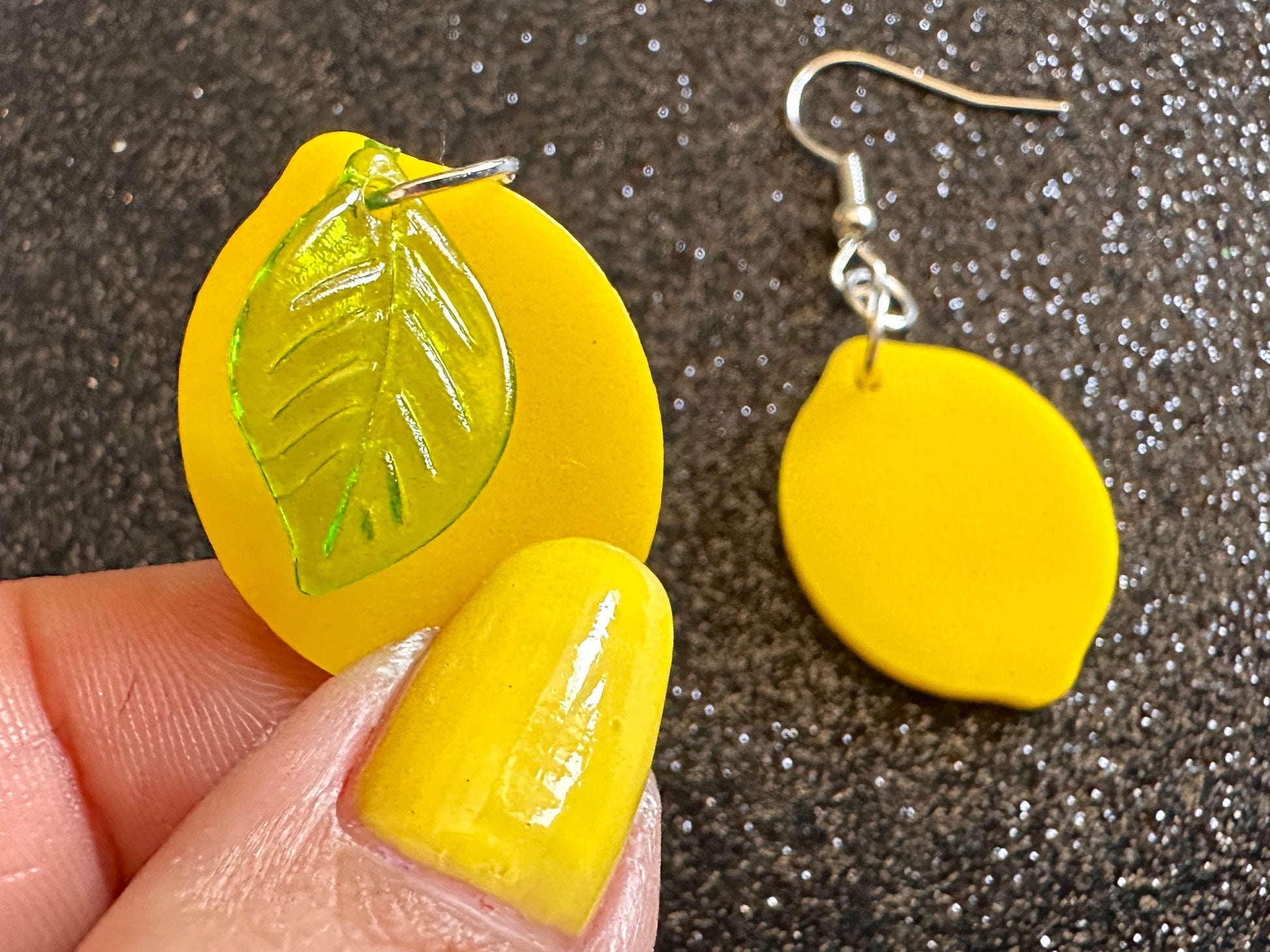Lemon Earrings: Laser Cut Acrylic Lemons with Green Leaves, Lemonade, Fruit, Citrus, Food Earrings, Best Gifts for Her/Him/Them