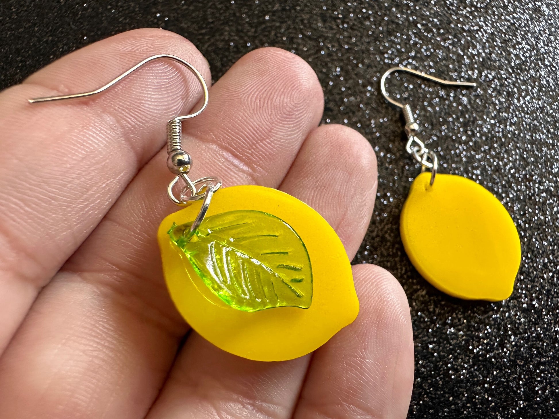 Lemon Earrings: Laser Cut Acrylic Lemons with Green Leaves, Lemonade, Fruit, Citrus, Food Earrings, Best Gifts for Her/Him/Them