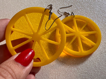 Lemon Earrings: Laser Cut Acrylic Lemons with Green Leaves, Lemonade, Fruit, Citrus, Food Earrings, Best Gifts for Her/Him/Them