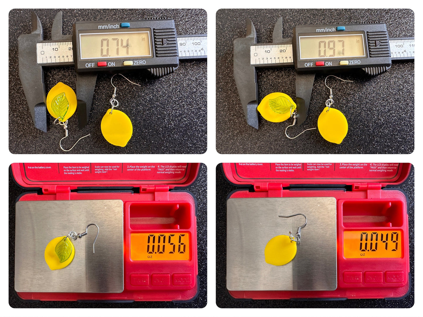 Lemon Earrings: Laser Cut Acrylic Lemons with Green Leaves, Lemonade, Fruit, Citrus, Food Earrings, Best Gifts for Her/Him/Them