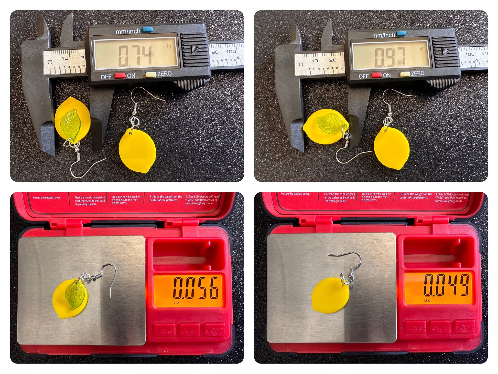 Lemon Earrings: Laser Cut Acrylic Lemons with Green Leaves, Lemonade, Fruit, Citrus, Food Earrings, Best Gifts for Her/Him/Them