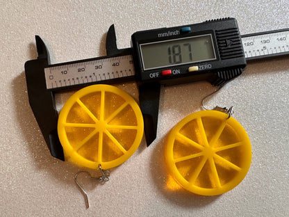 Lemon Earrings: Laser Cut Acrylic Lemons with Green Leaves, Lemonade, Fruit, Citrus, Food Earrings, Best Gifts for Her/Him/Them