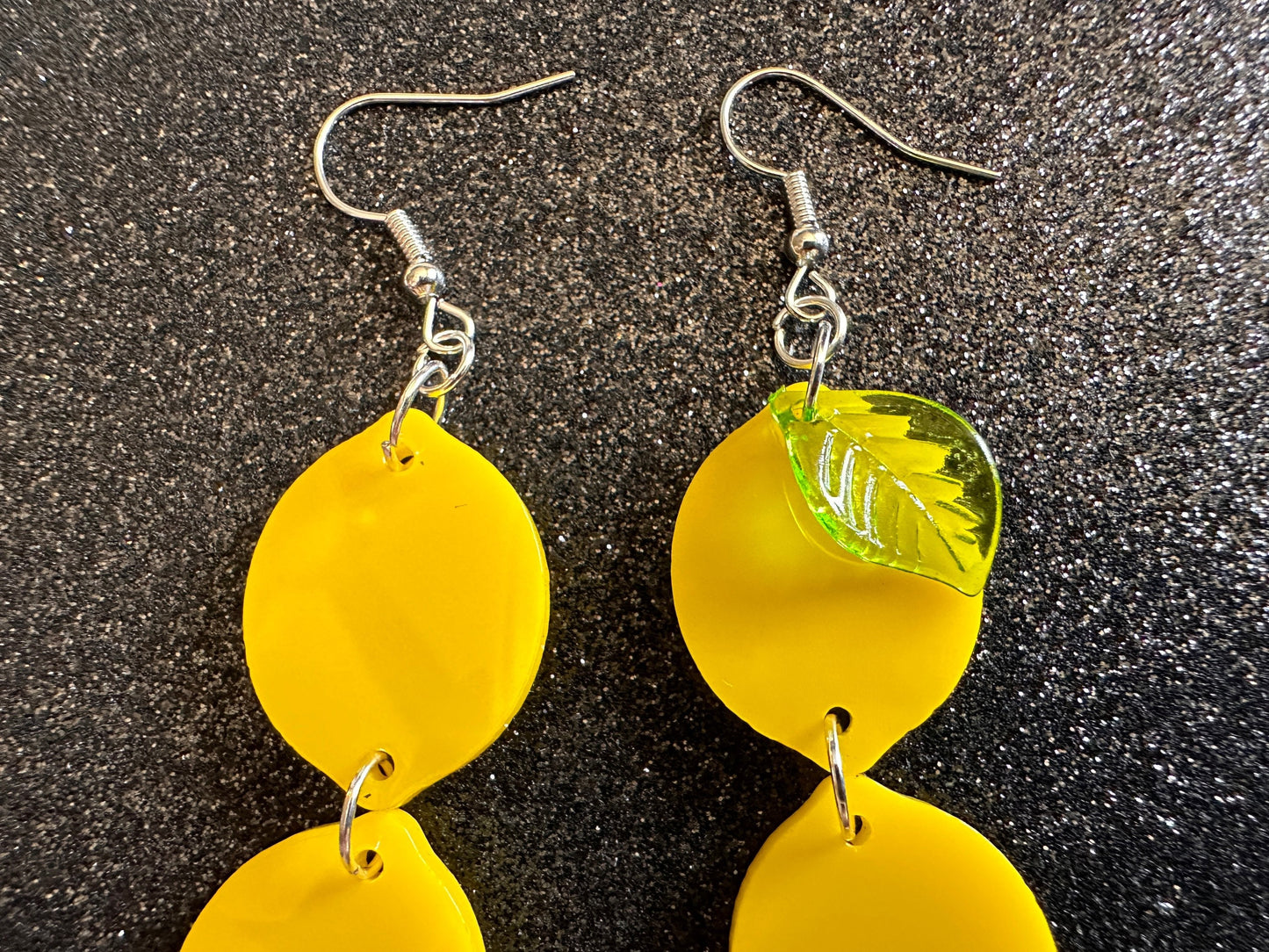 Lemon Earrings: Laser Cut Acrylic Lemons with Green Leaves, Lemonade, Fruit, Citrus, Food Earrings, Gifts for Her/Him/Them