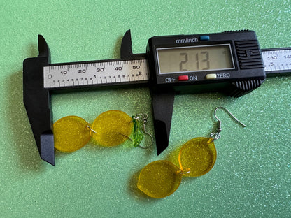 Lemon Earrings: Laser Cut Acrylic Lemons with Green Leaves, Lemonade, Fruit, Citrus, Food Earrings, Gifts for Her/Him/Them