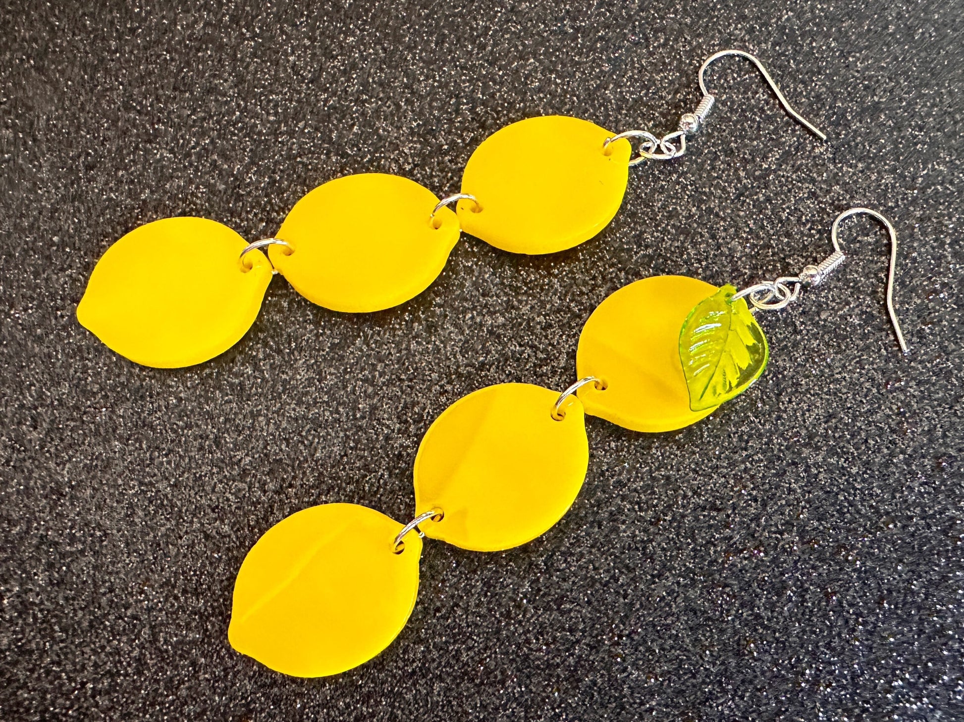 Lemon Earrings: Laser Cut Acrylic Lemons with Green Leaves, Lemonade, Fruit, Citrus, Food Earrings, Gifts for Her/Him/Them