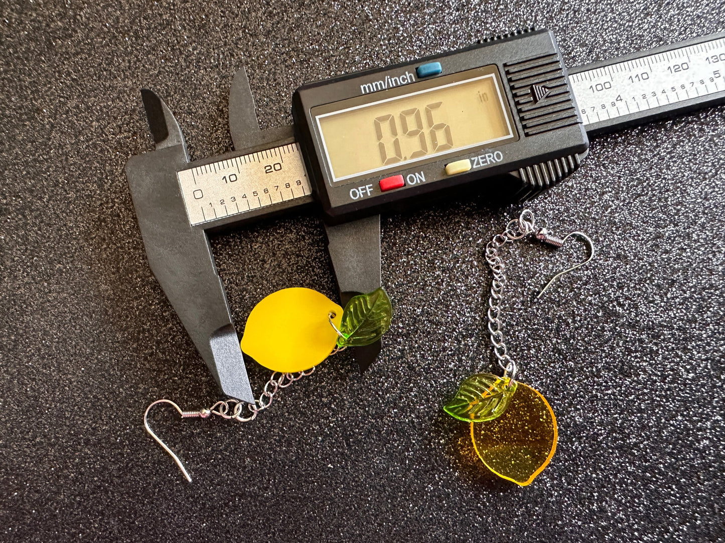 Lemon Earrings: Laser Cut Acrylic Lemons with Green Leaves, Lemonade, Fruit, Citrus, Food Earrings, Gifts for Her/Him/Them