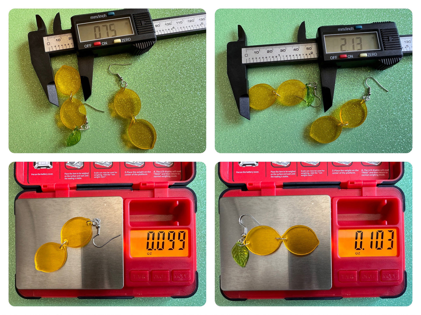 Lemon Earrings: Laser Cut Acrylic Lemons with Green Leaves, Lemonade, Fruit, Citrus, Food Earrings, Gifts for Her/Him/Them