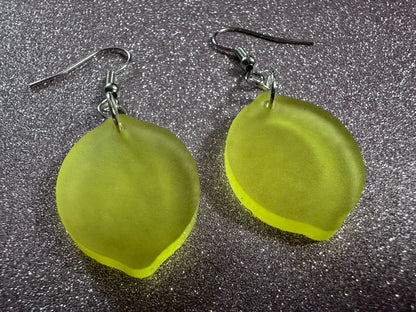 Lemon Earrings: Laser Cut Acrylic Lemons with Green Leaves, Lemonade, Fruit, Citrus, Food Earrings, Gifts for Her/Him/Them