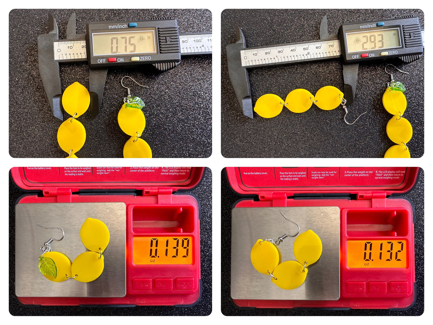 Lemon Earrings: Laser Cut Acrylic Lemons with Green Leaves, Lemonade, Fruit, Citrus, Food Earrings, Gifts for Her/Him/Them