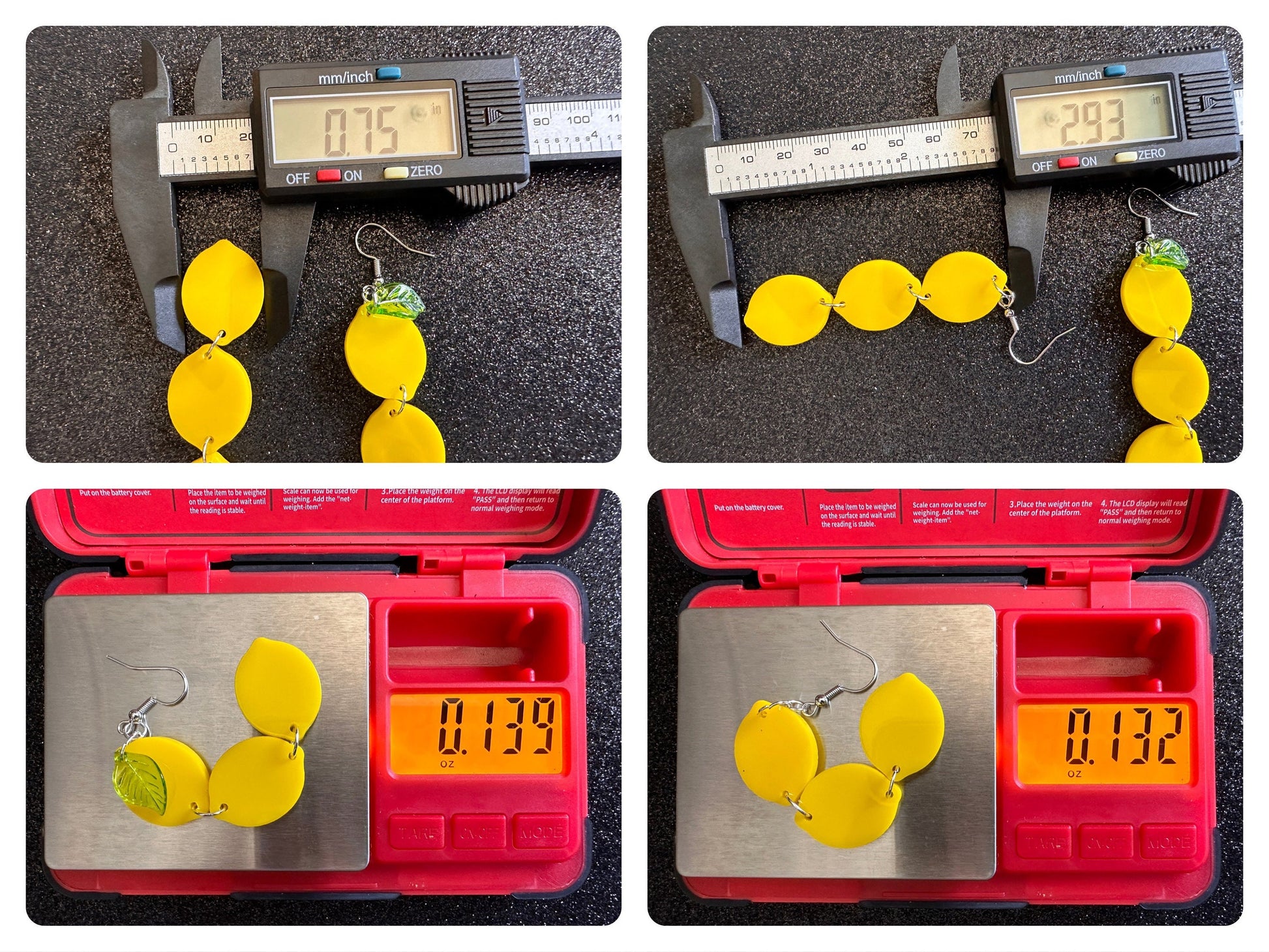 Lemon Earrings: Laser Cut Acrylic Lemons with Green Leaves, Lemonade, Fruit, Citrus, Food Earrings, Gifts for Her/Him/Them