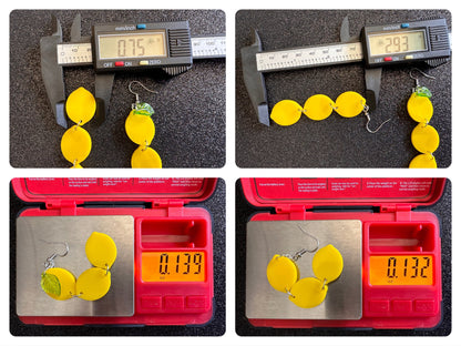 Lemon Earrings: Laser Cut Acrylic Lemons with Green Leaves, Lemonade, Fruit, Citrus, Food Earrings, Gifts for Her/Him/Them