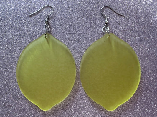 Lemon Earrings: Laser Cut Acrylic Lemons with Green Leaves, Lemonade, Fruit, Citrus, Food Earrings, Sour, Best Gifts for Her/Him/Them