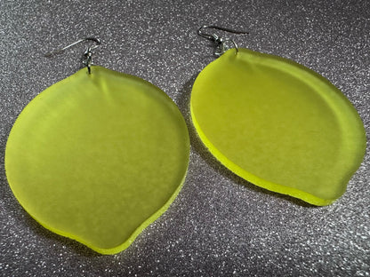 Lemon Earrings: Laser Cut Acrylic Lemons with Green Leaves, Lemonade, Fruit, Citrus, Food Earrings, Sour, Best Gifts for Her/Him/Them
