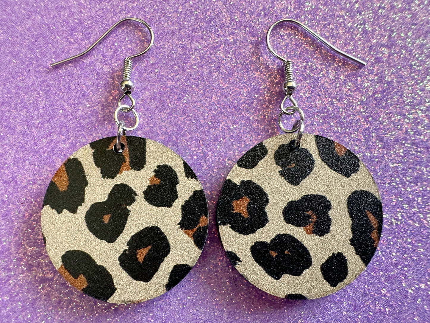 Leopard Print Earrings: Laser Cut Acrylic Leopard Hearts, Safari, Big Cats, Animal Print, Feline, Zoo, Sassy, Best Gifts for Her/Him/Them