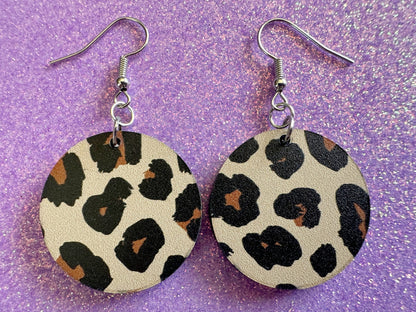 Leopard Print Earrings: Laser Cut Acrylic Leopard Hearts, Safari, Big Cats, Animal Print, Feline, Zoo, Sassy, Best Gifts for Her/Him/Them