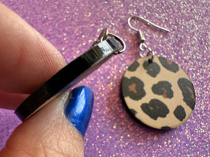 Leopard Print Earrings: Laser Cut Acrylic Leopard Hearts, Safari, Big Cats, Animal Print, Feline, Zoo, Sassy, Best Gifts for Her/Him/Them