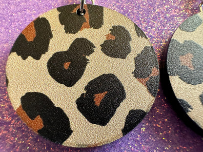 Leopard Print Earrings: Laser Cut Acrylic Leopard Hearts, Safari, Big Cats, Animal Print, Feline, Zoo, Sassy, Best Gifts for Her/Him/Them