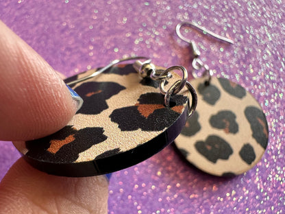 Leopard Print Earrings: Laser Cut Acrylic Leopard Hearts, Safari, Big Cats, Animal Print, Feline, Zoo, Sassy, Best Gifts for Her/Him/Them