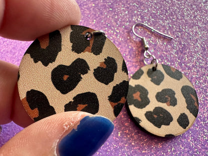 Leopard Print Earrings: Laser Cut Acrylic Leopard Hearts, Safari, Big Cats, Animal Print, Feline, Zoo, Sassy, Best Gifts for Her/Him/Them