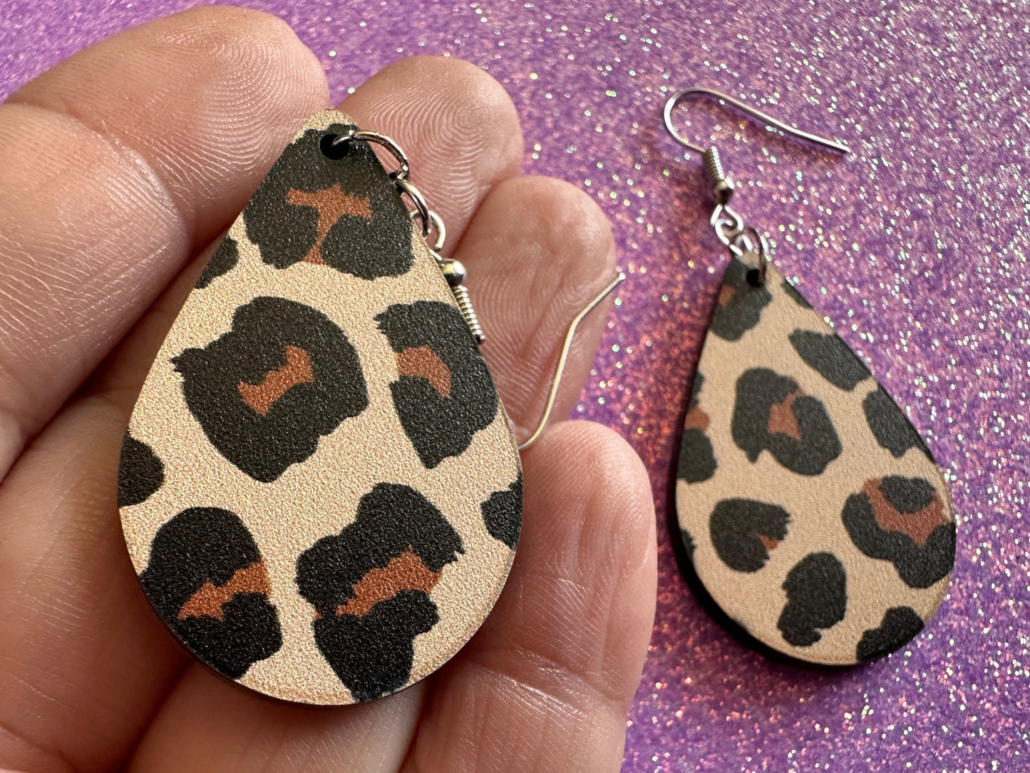 Leopard Print Earrings: Laser Cut Acrylic Leopard Hearts, Safari, Big Cats, Animal Print, Feline, Zoo, Sassy, Best Gifts for Her/Him/Them