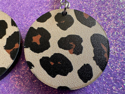 Leopard Print Earrings: Laser Cut Acrylic Leopard Hearts, Safari, Big Cats, Animal Print, Feline, Zoo, Sassy, Best Gifts for Her/Him/Them