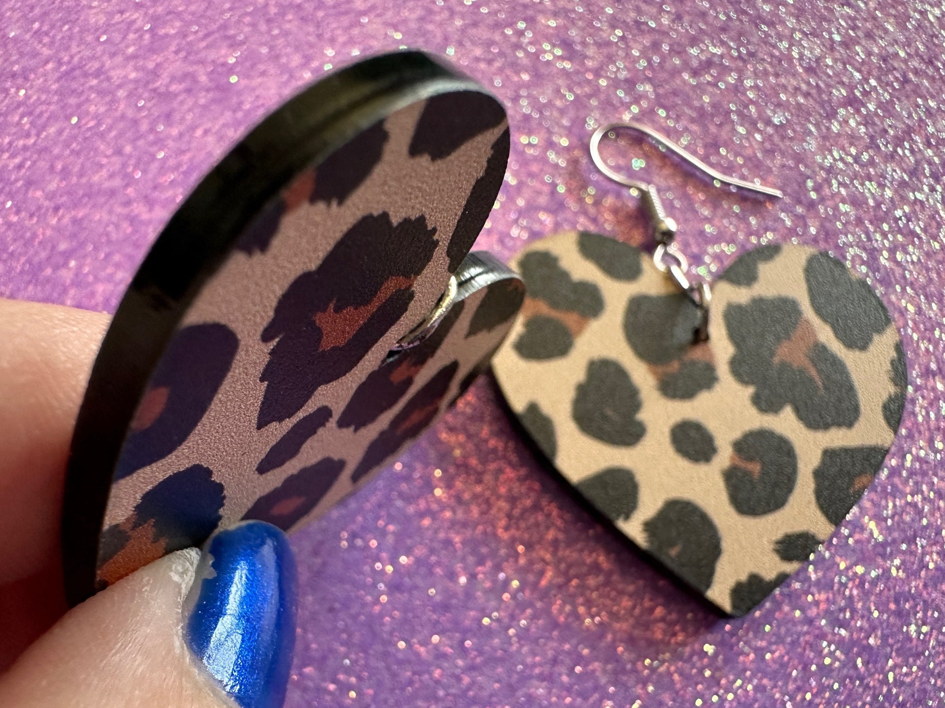 Leopard Print Earrings: Laser Cut Acrylic Leopard Hearts, Safari, Big Cats, Animal Print, Feline, Zoo, Sassy, Best Gifts for Her/Him/Them