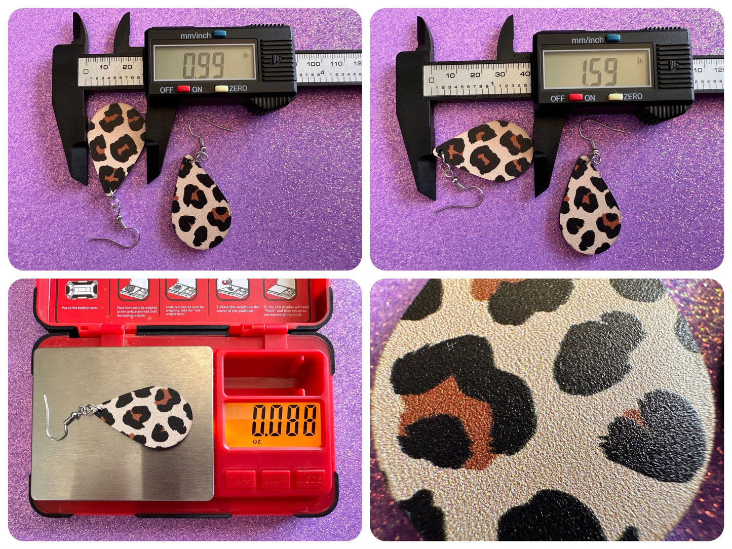 Leopard Print Earrings: Laser Cut Acrylic Leopard Hearts, Safari, Big Cats, Animal Print, Feline, Zoo, Sassy, Best Gifts for Her/Him/Them