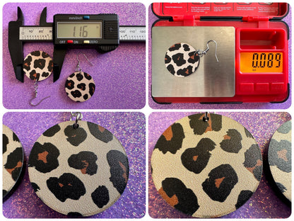 Leopard Print Earrings: Laser Cut Acrylic Leopard Hearts, Safari, Big Cats, Animal Print, Feline, Zoo, Sassy, Best Gifts for Her/Him/Them