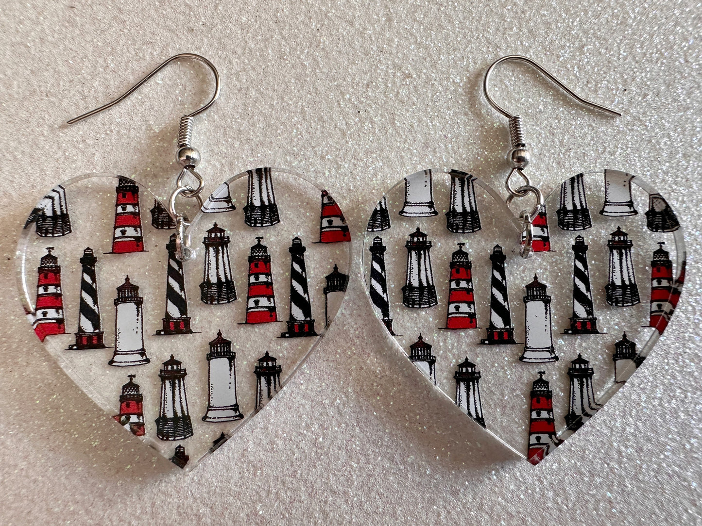 Lighthouse Earrings: Laser Cut Acrylic Lighthouses, New England, Architecture, Ocean, Nautical, Travel, Sightseeing, Gifts for Her/Him/Them