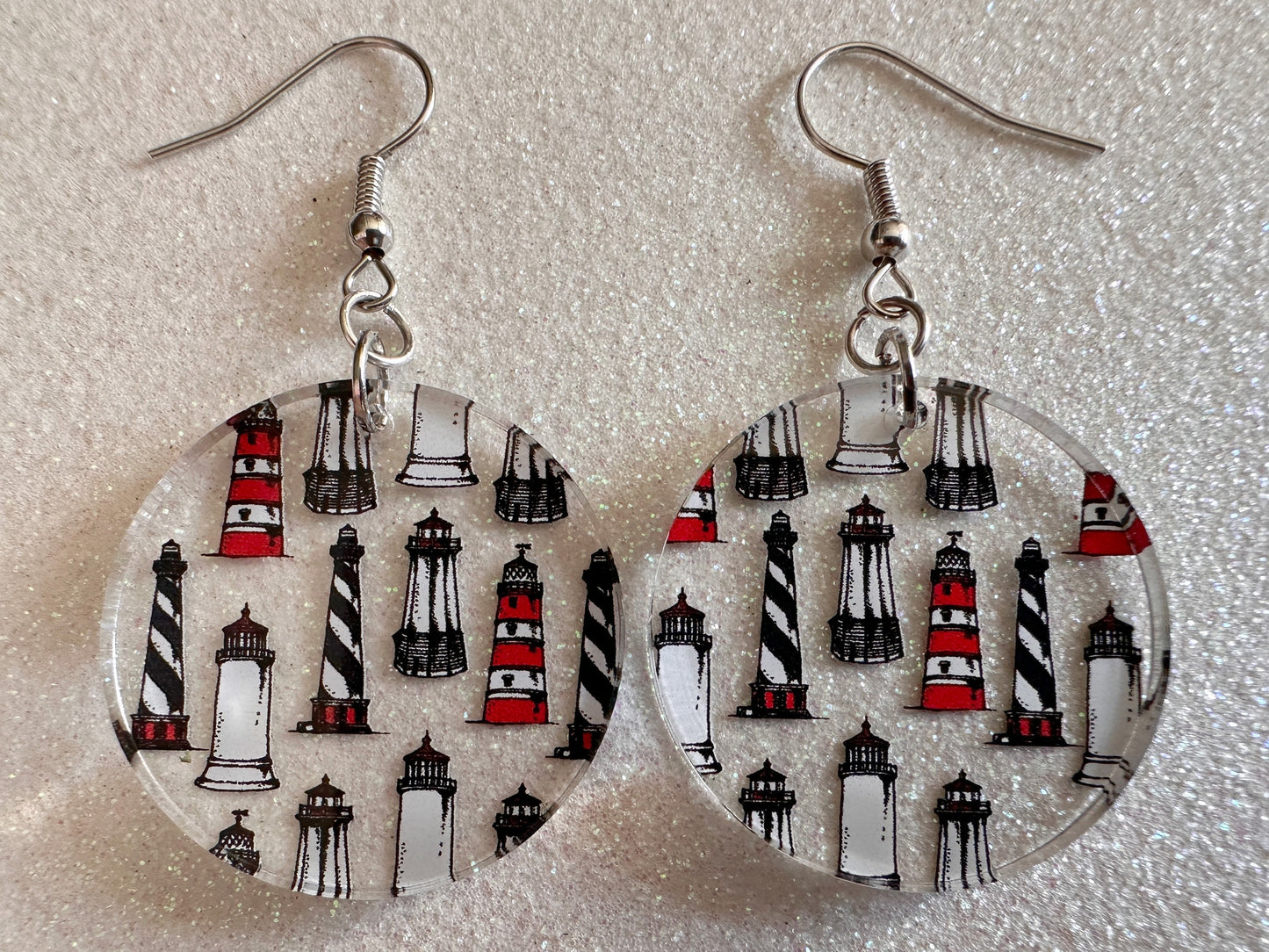 Lighthouse Earrings: Laser Cut Acrylic Lighthouses, New England, Architecture, Ocean, Nautical, Travel, Sightseeing, Gifts for Her/Him/Them